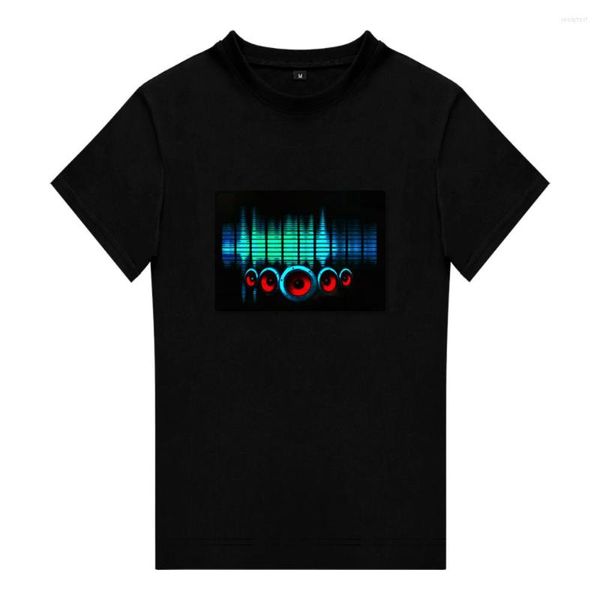 Camisetas masculinas 2022 vendendo a piscando El Sound ativou a camiseta personalizada luminosa em painel escuro para festa de música