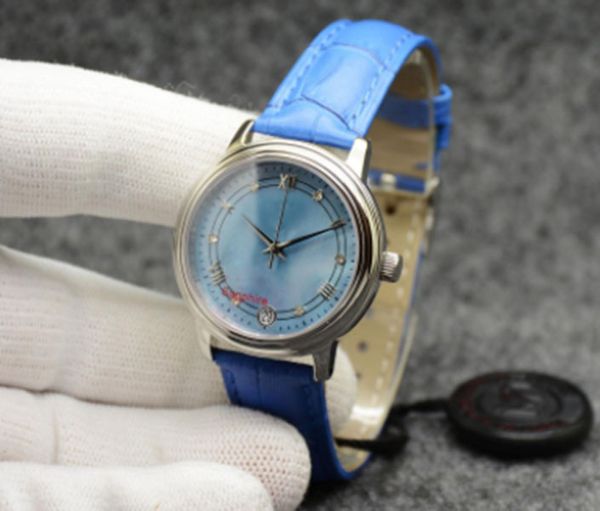 De Ville Prestige Watch Автоматический механический серебряный корпус Deal Dial Blue Leather Brap Date Sapphire Glass 32 -мм женский Miyota 2813 Designers Watch Designers