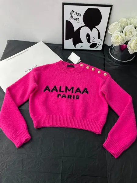 Maglione con lettera alla moda da donna Autunno Inverno Pullover lavorato a maglia O-collo Maglioni morbidi a maniche lunghe casual larghi