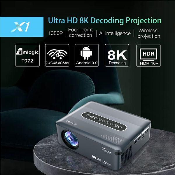 Projektörler Full HD Projektör 1080P 8K LED Video Proeyektör 5G WiFi Android 9.0 Bluetooth Ses Kontrolü Ev Sineması Açık Film Proeyectors 221117