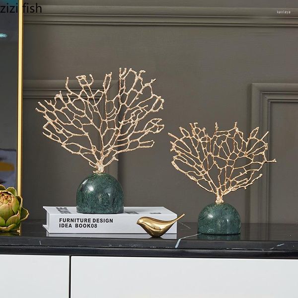 Декоративные фигурки золотые коралловые мраморные украшения на стой