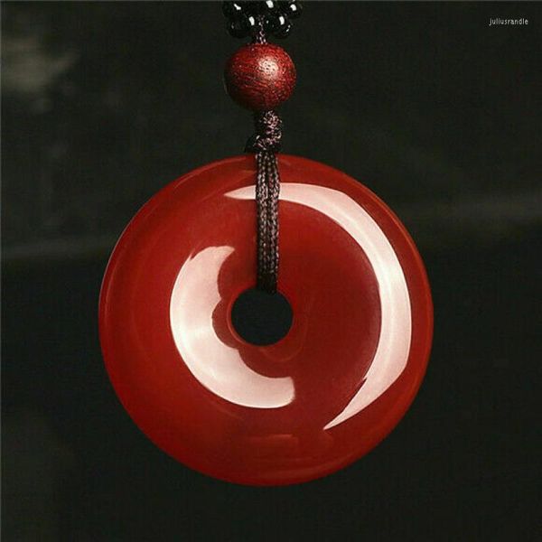 Подвесные ожерелья Circle Donut Natural Lovers Stone Red Jade Agate