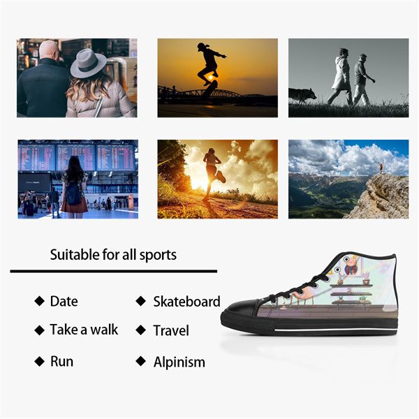 Sapatos personalizados DIY Men Classic Canvas High Cut Skateboard Printo UV Casual Feminino Mulher Sports Sports à prova d'água ao ar livre Aceitar personalização