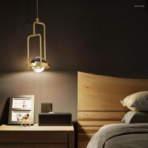 Kronleuchter FSS Nordic Kupfer Kristall Kronleuchter Wohnzimmer Hintergrund Wand Schlafzimmer Licht Luxus Nachttischlampe