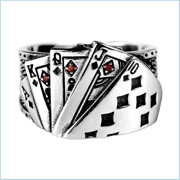 Полоса кольца древний Sierpoker Straight Royal Flush Ringband Открытые регулируемые колец