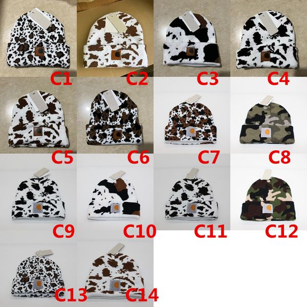 Gorro masculino de design gorro de inverno camuflado chapéu de malha feminino boné de lã vintage quente estampado de hip hop