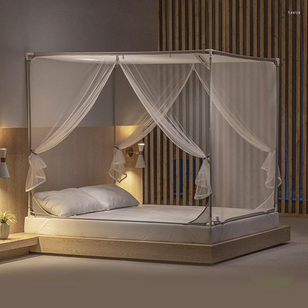 Moskitonetz mit vollem Boden, Sommer-Reißverschluss, dreitüriger Bettvorhang mit Rahmen, Zimmer Muggen Gaas Decor BS50WZ
