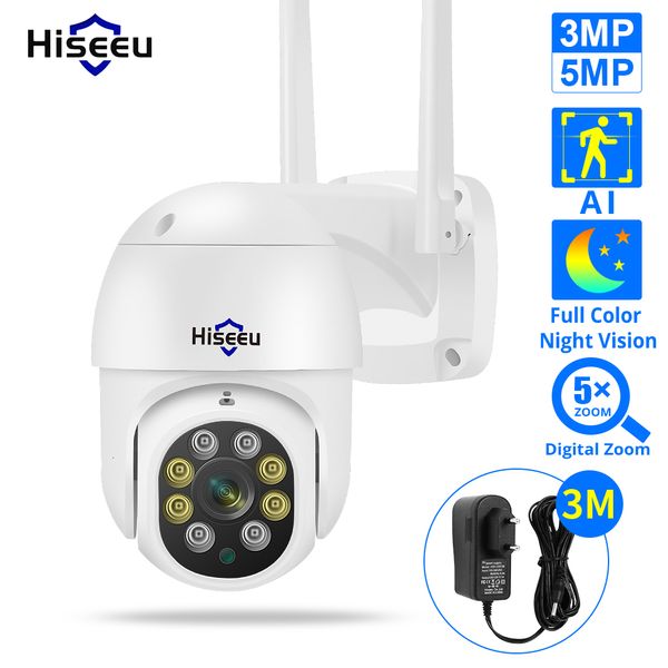 Câmeras de câmeras hiseeu 8mp 4k PTZ IP Câmera Wi-Fi Outdoor Audio de duas vias CCTV Security 1080p 3mp 5mp Video Smart Videoveillance ICSEE P2P 221117