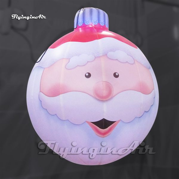 Enorme ornamento de pátio de bola de Natal inflável de iluminação Balão LED com Snwoman ou Papai Noel para decoração de teto