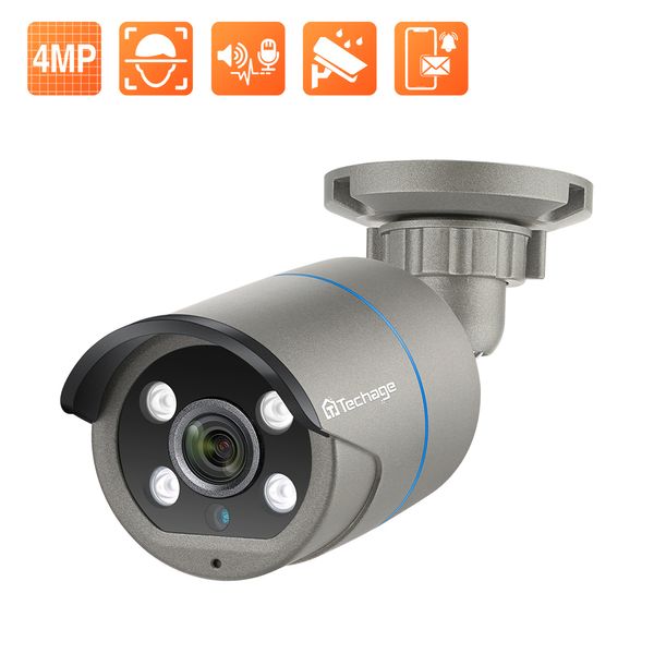 IP -камеры Techage HD 4MP AI POE Двухсторонний аудио IR Night Outdoor Waterpryater CCTV Video Security.