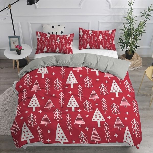 Bedding Define Christmas Modern Minimalist Cartoon Tree Quilt Tampa de três peças Queen King Size Deluxe Duvet 221116