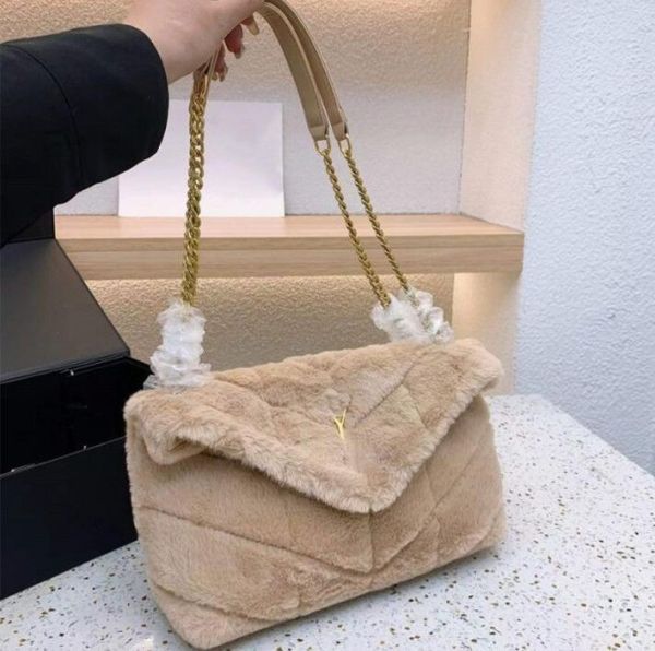 CC pelzige Designer-Tasche Einkaufstasche Winterfell LouLou Puffer Chain Bags Luxushandtasche Frau Soft Warm Lou Schulter-Pochette-Geldbörse Abendtasche Einkaufstasche Geldbörse Geldbörsen