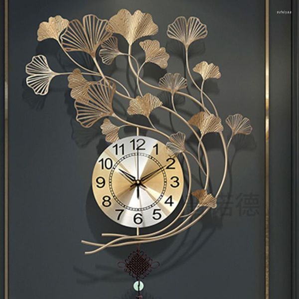 Relógios de parede nórdicos relógios eletrônicos de luxo estético design móvel home clock art orologio da parete grande