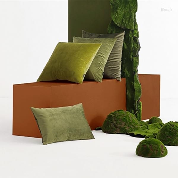 Cuscino 45x45/50x50 cm Oliva Verde Scuro Fodera Posteriore Federa Divano Vita Schienale