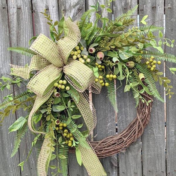 Fiori decorativi Cartella di fagioli verdi autunnali Ghirlanda Pianta di baccello verde per la porta d'ingresso Decorazioni per la casa Giardino all'aperto in stile pastorale