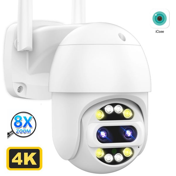 Dome Cameras 8x Zoom PTZ IP 4K 8MP HD Security Wi -Fi Color Night Speed ​​Speed ​​Dual Lens Suplance CCTV ICSEE APP 221117
