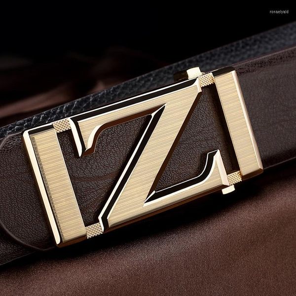 Cinture di alta qualità Z Mens Designer Fashion Cinturino di lusso Cinturino in vera pelle con fibbia scorrevole Cinturino in vita marrone