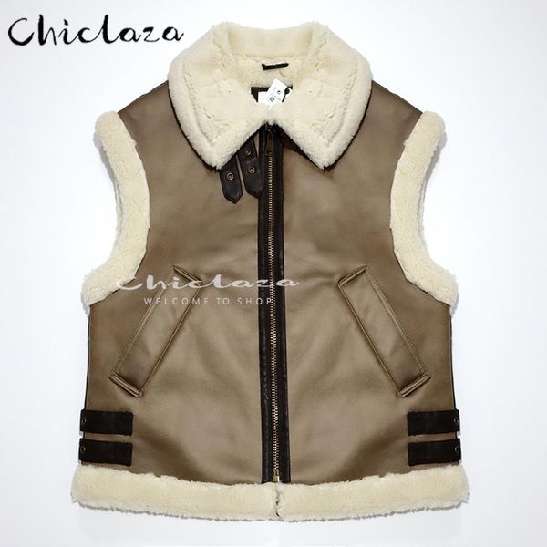 Gilet da donna CHICLAZA Giacca invernale da donna spessa calda in pile ecopelle Giubbotto senza maniche Gilet da donna Gilet da motociclista Capispalla Top 221117