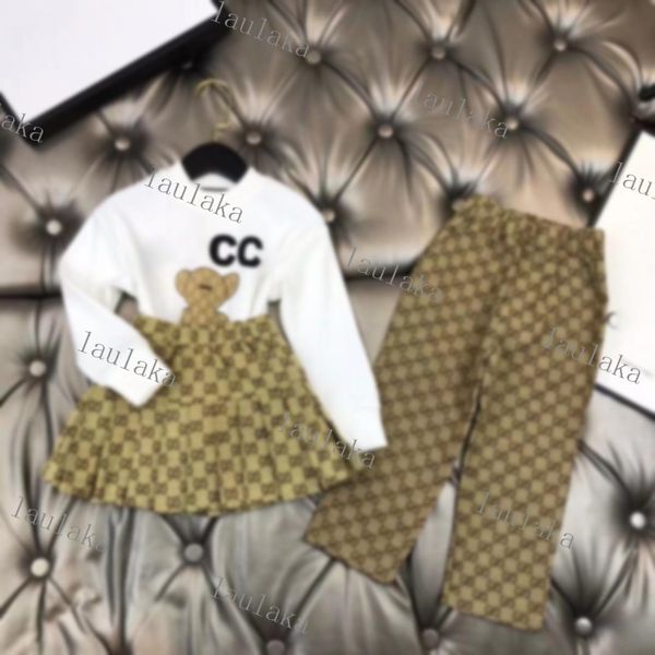 Autunno inverno nuovo stile occidentale Set di abbigliamento Moda europea americana grandi ragazzi e ragazze pantaloni in pile abito a maniche lunghe Abbigliamento per bambini Pantaloni con gonna a pieghe