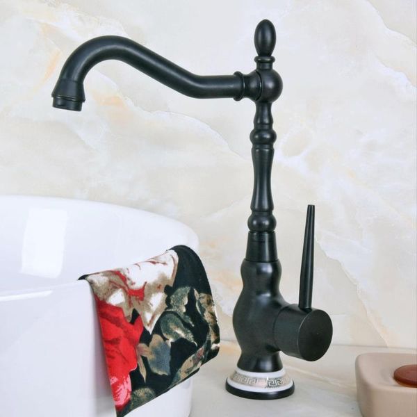 Mutfak musluklar yağ ovulmuş siyah kaplama pirinç döner havza musluk tek kollu delik banyo lavabo soğuk ve su mikseri musluk dnf663
