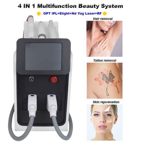 OPT IPL Depilazione Nd Yag Maniglia laser Rimuovi tatuaggio Cerchi scuri RF Face Lifting Elight Macchina per ringiovanimento della pelle Approvato CE