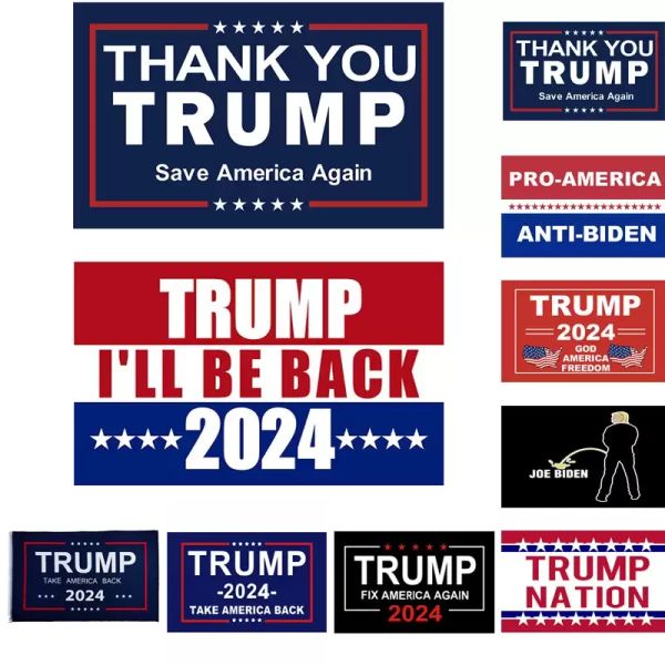 Em estoque, obrigado Trump Banner Flags 2024 Eu estarei de volta bandeira eleitoral presidencial