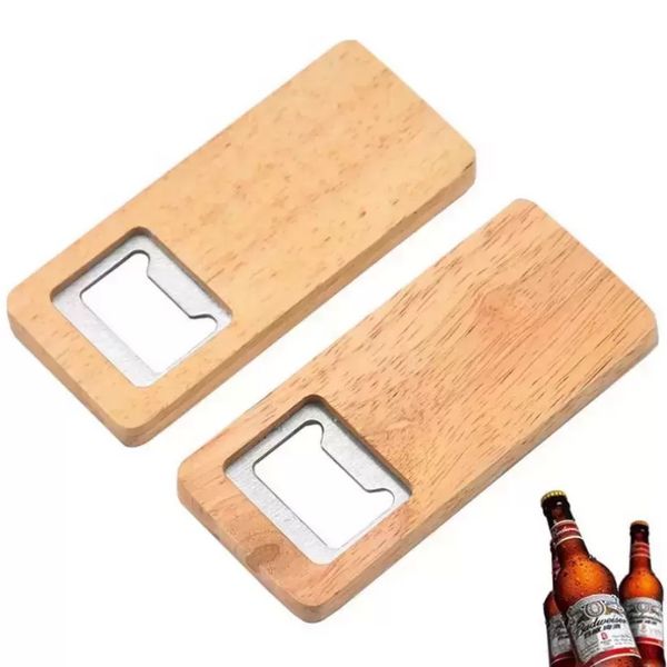 Abridor de garrafa de cerveja de madeira alça de madeira saca -rolhas de aço inoxidável abridores de barra de cozinha de cozinha ss1117