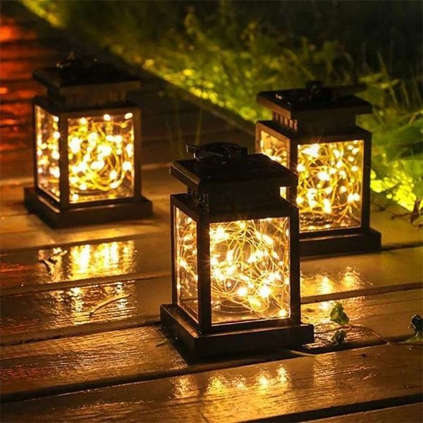 Decorações de jardim Luzes solares Decorações do quintal da lanterna Decoração de Natal Solar Decoração à prova d'água Decoração de suspensão ao ar livre 221116