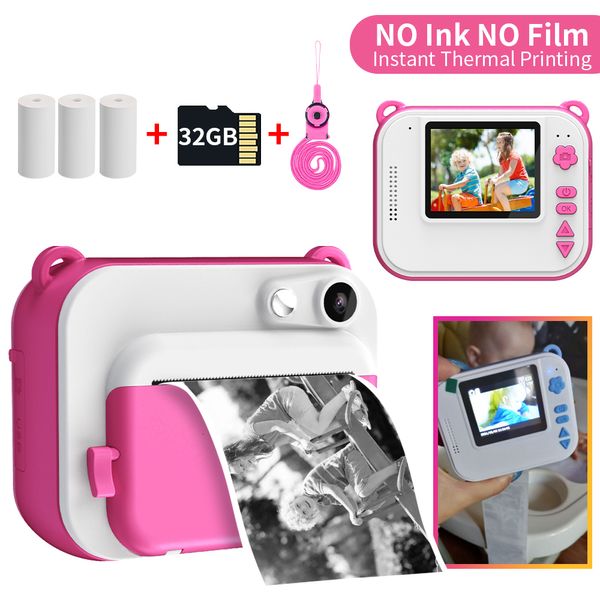 Câmeras digitais infantis impressão instantânea com papel térmico para crianças 1080p Video Po Christmas Toys 221117