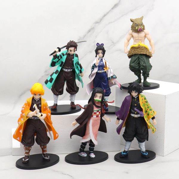 Anime 14CM Dämon Slayer Kimetsu keine Yaiba figur Kamado Tanjirou Action Figure Agatsuma Zenitsu Nezuko Krieger Modell Spielzeug