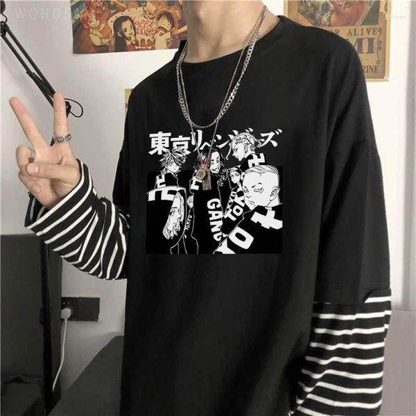 Camisetas masculinas Anime Tokyo Revengers Camisa Cartoon da moda Manji Gangue Membros de primeira geração