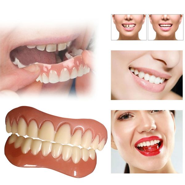 Altro Igiene orale Silicone Superiore Inferiore Denti finti Cosmetico Risata perfetta Impiallacciature Protesi Incolla Strumenti Falso Sorriso istantaneo 221114