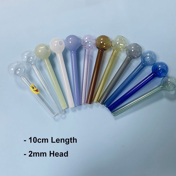 VENDITA ALL'INGROSSO Smile Face Glass Oil Burner Pipa Mini Pink Blue Black Solid White Colors Hand Tube Wax Vaporizer