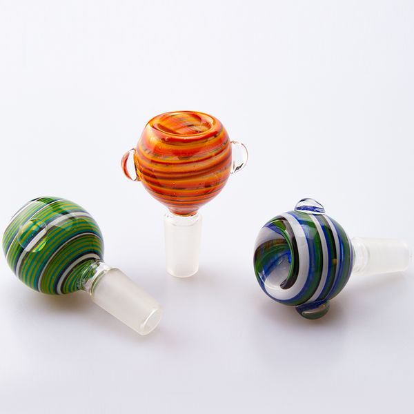 Headshop214 G051 Pipa da fumo Bong Tool Parrucca Wag Strip Style Dome Bowl 14mm 19mm Bocce per bong in vetro per tabacco maschile