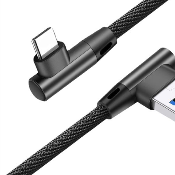 90-Grad-Winkel Micro-USB-Kabel Schnellladekabel Typ C USB-C-Kabel Typ-C geflochtenes Datenkabel für Samsung LG Android-Telefone 1M 2M 3M