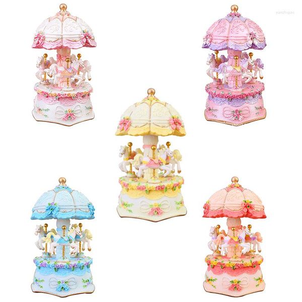 Statuette decorative Carillon luminoso a LED con luce a LED Musical natalizio per bambini/ragazze/ragazzi Gioca portandoti dal castello nel