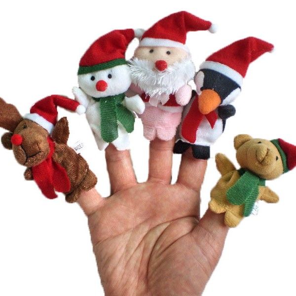 Ricordi Cartone animato Tema natalizio Burattino da dito Babbo Natale Alce Pupazzo di neve Pinguino Educazione precoce Peluche Interazione genitore-figlio Regalo di Natale per bambini 2598 E3