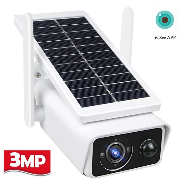IP-Kameras 3MP HD WiFi Outdoor-Solarpanel Drahtlose Sicherheit Batteriebetriebene PIR-Bewegung IP66 CCTV-Überwachung iCSee 221117