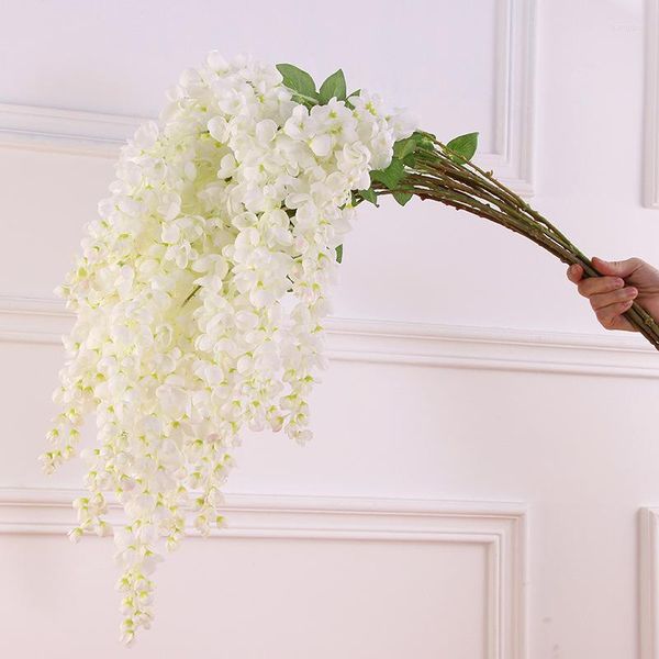 Flores decorativas 3pcs 100cm Wisteria Flower Diy Wedding Party Hall teto de parede decoração de suspensão da sala de estar falsa de casa