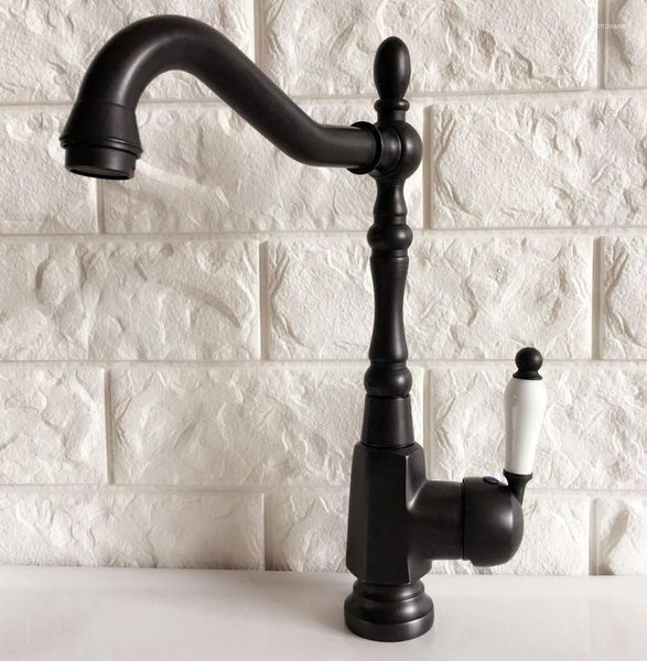 Rubinetti della cucina Rubinetto del lavabo Bocca girevole in ottone lucidato a olio Lavandino del bagno Miscelatore acqua fredda e rubinetteria da ponte Dnf387