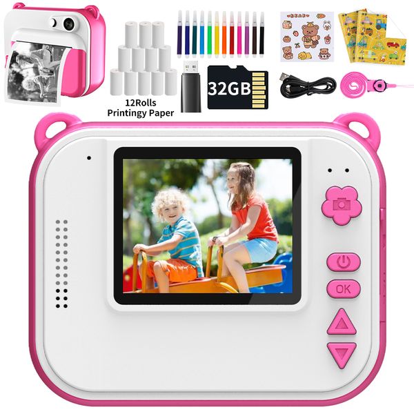 Digitalkameras Kinder-Sofortdruck mit Thermodrucker Kid Po Jungen-Geburtstagsgeschenk Kindervideo Mädchenspielzeug 221117