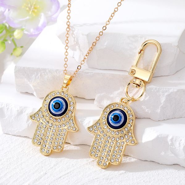 Mal Eye Hamsa Hand Pingente Colares Chavejão para Casque para Amigo Casal Antigo Colar de Coloque Banco de Colher Acessório de Anel de Chave