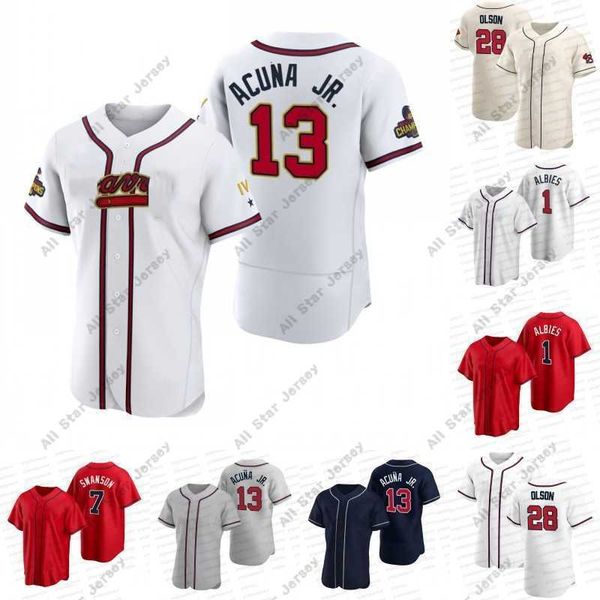 Baseball-Trikots BRAVE 2022 Gold Program Matt Olson Jersey Ozzie Albies Austin Riley Dansby Swanson Ronald Acuna Jr. Marcell Ozuna Orlando Arcia William