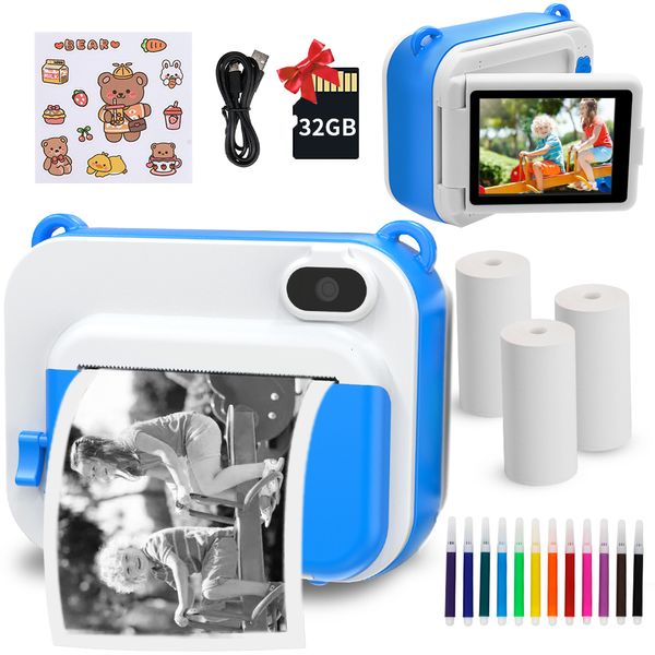 Digitalkameras, Sofortdruck für Kinder, tragbar, kreativ, für Jungen und Mädchen, Kinderspielzeug, Papier, Lernen, Geburtstagsgeschenk 221117