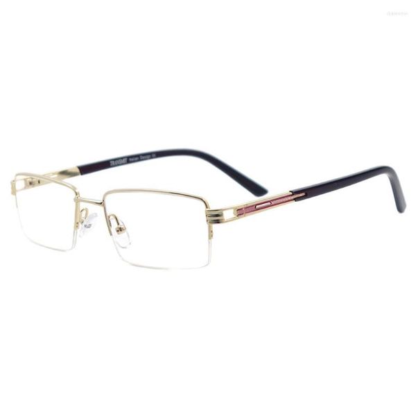 Montature per occhiali da sole Uomo Occhiali classici Occhiali da vista rettangolari in metallo con montatura a metà con cerniera a molla per miopia Lettura Prescrizione Multifocale