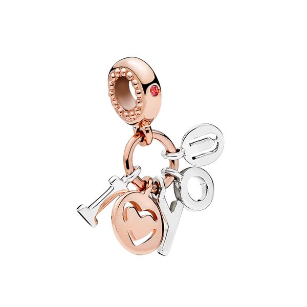 Rose Gold Love Letter Pendant Charm Original Box for Pandora Bangle Bracelet Women Jewelry Making Accessories 925 Sterling Silver Dangle Charms