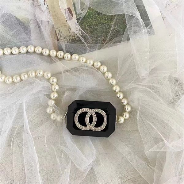 Fashion Designer Airpods Custodie Borsa Cuffie Accessori wireless Custodia per cuffie Bluetooth di lusso casual con catena di perle