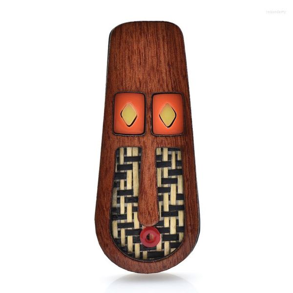 Spille Wulibaby Figura in legno per donna Uomo 2 colori National Face Party Spilla casual Regali