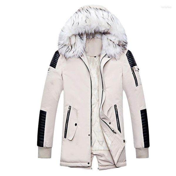 Männer Unten Winter Große Taschen Dicke Parkas Männer Winddicht Warme Mantel Pelz Kragen Mit Kapuze Alaska Jacken Männliche Snowjacket Mode outwear