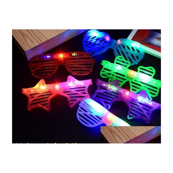 Andere Event Party Supplies Glow Sunglass Chlidren Adts Weihnachten Halloween Shutter Shades LED Light Up Flashing Blink Glasses Sung Dhq7F